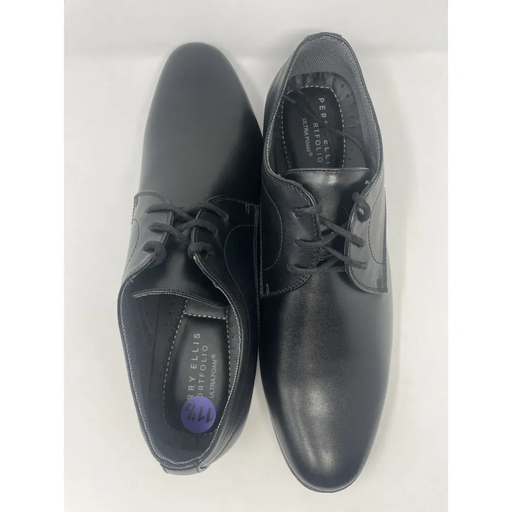 Perry Ellis Portfolio Jess Black Oxford Dress Shoes Ultra Foam‎ Mens Size 11.5